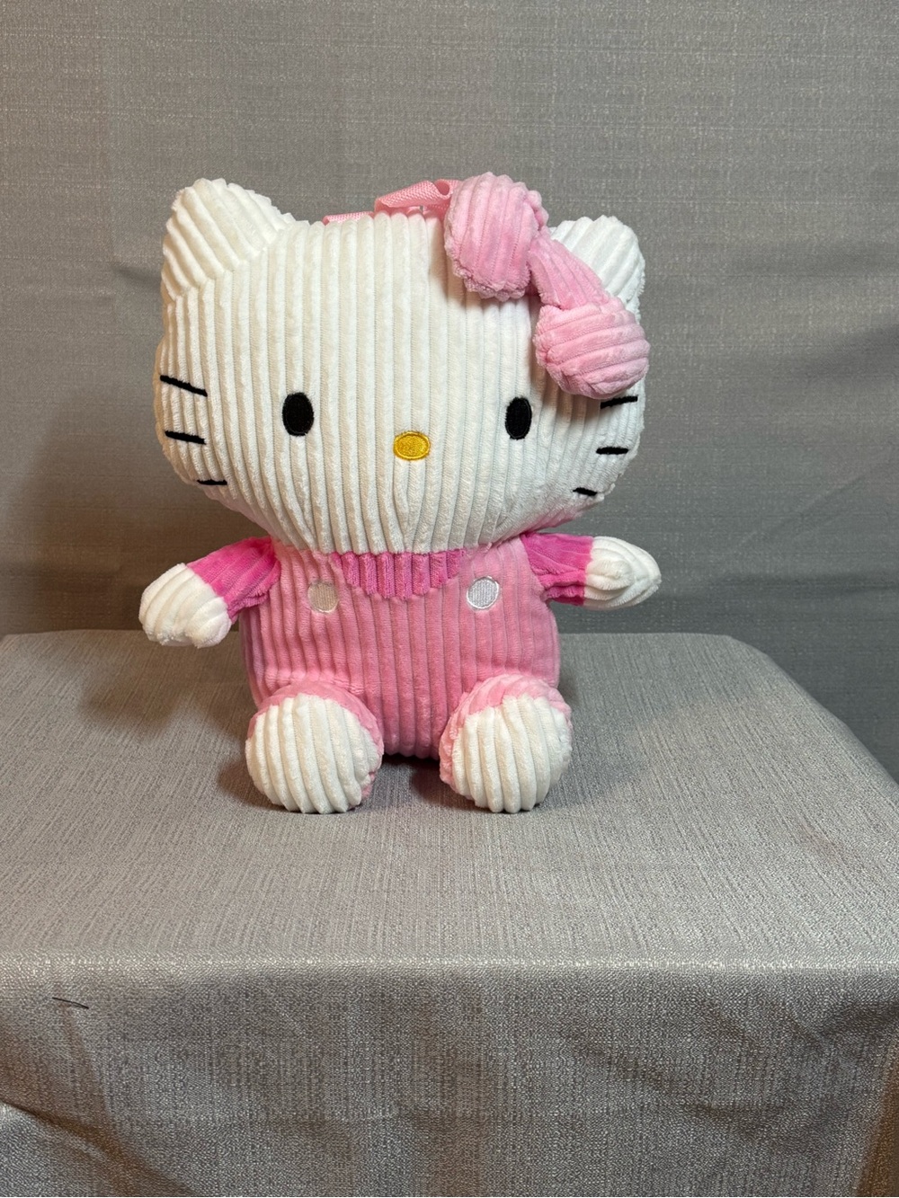 Hello Kitty Corduroy Plush - White and Pink Bow Backpack